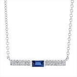 Collier 14 kt WG, mit ZÖ 41 cm + 43 cm, 28 Brill. 0,08 ct, TW-si, 1 Saphir 0,20 ct blau