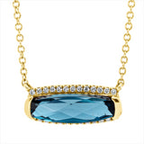 Collier 18 kt GG, mit ZÖ 40 cm + 43 cm, 26 Brill. 0,08 ct, TW-si, 1 Topas 1,61 ct Lond. blue