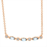 Collier 14 kt RG, mit ZÖ 41 cm + 43 cm, 4 Brill. 0,06 ct, TW-si, 3 Topase 0,22 ct sky blue