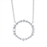 Collier 18 kt WG, mit ZÖ 41 cm + 43 cm, 2 Bag. 0,10 ct, TW-si, 22 Brill. 0,15 ct, TW-si