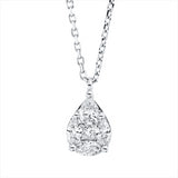 Collier 18 kt WG, mit ZÖ 40 cm + 43 cm, 1 Princ. 0,07 ct, 1 Tropfen 0,14 ct, 3 Nav. 0,23 ct, F-vsi/si