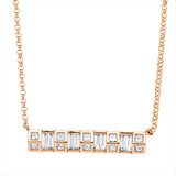 Collier 18 kt RG, mit ZÖ 40 cm + 43 cm, 8 Bag. 0,21 ct, F-vsi/si, 10 Princ. 0,22 ct, F-vsi/si