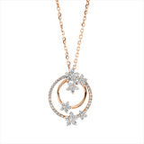 Collier 18 kt RG, mit ZÖ 40 cm + 43 cm, 36 Brill. 0,59 ct, W-si, 28 Brill. 0,17 ct, I-si