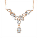 Collier 18 kt RG, mit ZÖ 40,43 cm,Fassung rh, 14 Bag. 0,31 ct, F-vsi/si, 102 Brill. 0,91 ct, TW-si