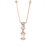 Collier 18 kt RG, mit ZÖ 40 cm + 43 cm, 4 Bag. 0,23 ct, F-vsi, 21 Brill. 0,23 ct, TW-si