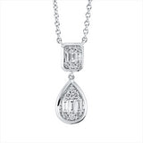 Collier 14 kt WG, mit ZÖ 40 cm + 43 cm, 6 Bag. 0,15 ct, F-vsi/si, 12 Brill. 0,07 ct, TW-pi