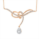 Collier 18 kt RG, Fassung rhodiniert,mit ZÖ 40 c, 1 Brill. 0,11 ct, TW-si, 50 Brill. 0,54 ct, TW-si