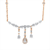 Collier 18 kt RG, Fassung rhodiniert,mit ZÖ 40 c, 3 Bag. 0,09 ct, F-vsi/si, 44 Brill. 1,33 ct, TW-si