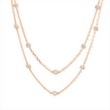 Collier 18 kt RG, mit ZÖ 35,5 cm, 38 cm, 12 Brill. 0,48 ct, 2 Brill. 0,12 ct, 2 Brill. 0,07 ct, TW-si