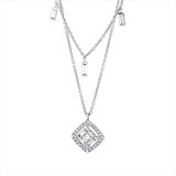 Collier 18 kt WG, 11 Bag. 0,43 ct, F-vsi/si, 46 Brill. 0,23 ct, TW-si