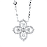 Collier 18 kt WG, mit ZÖ 40 cm + 43 cm, 9 Brill. 0,33 ct, 32 Brill. 0,55 ct, si, 4 Tropfen 0,48 ct, F-vsi/si