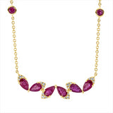 Collier 18 kt GG, mit ZÖ 40+43 cm, 18 Brill. 0,07 ct, F-vsi/si, 4 Rubine 0,28 ct rot, 6 Rubine 1,25 ct rot