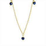 Collier 18 kt GG, mit ZÖ 40 cm + 43 cm, 5 Saphire 0,45 ct blau