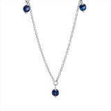Collier 18 kt WG, mit ZÖ 40 cm + 43 cm, 5 Saphire 0,41 ct blau