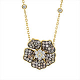 Collier 18 kt GG, Fassung teils schwarz rhodinie, 71 Brill. 1,20 ct, braun-si, 11 Brill. 0,48 ct, TW-si