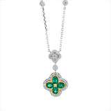 Collier 18 kt WG+GG, mit ZÖ 40 cm, 43 cm, 31 Brill. 0,43 ct, 4 Brill. 0,17 ct, TW-si, 4 Smaragde 0,71 ct