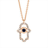 Collier 14 kt RG, mit ZÖ 40 cm + 43 cm, 29 Dia. 0,15 ct, TW-pi, 1 Saphir 0,08 ct blau