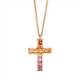 Collier 18 kt RG, mit ZÖ 40 cm + 43 cm, 11 Saphire 0,51 ct fancy
