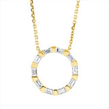 Collier 18 kt GG, mit ZÖ 40 cm, 10 Bag. 0,45 ct, F-vsi