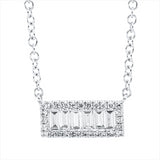 Collier 14 kt WG, mit ZÖ 41cm, 43.5, 6 Bag. 0,18 ct, TW-si, 28 Brill. 0,08 ct, TW-pi