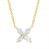 Collier 18 kt GG, mit ZÖ 42 cm, 4 Nav. 0,49 ct, TW-vsi/si