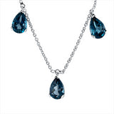 Collier 18 kt WG, mit ZÖ 42 cm, 5 Topase 2,33 ct Lond. blue