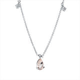 Collier 18 kt WG, mit ZÖ 42 cm, 2 Brill. 0,09 ct, TW-si, 3 Morganit 1,14 ct rosa