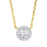 Collier 18 kt GG, mit ZÖ 40 cm + 42 cm, 2 Bag. 0,01 ct, TW-si, 1 Bag. 0,03 ct, TW-si, 15 Dia. 0,04 ct, TW-si