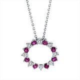 Collier 18 kt WG, mit ZÖ 40 cm + 42 cm, 8 Brill. 0,15 ct, TW-si, 8 Rubine 0,20 ct rot