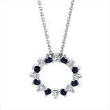 Collier 18 kt WG, mit ZÖ 40 cm + 42 cm, 8 Brill. 0,15 ct, TW-si, 8 Saphire 0,17 ct blau