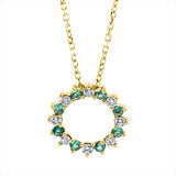 Collier 18 kt GG, mit ZÖ 40 cm + 42 cm, 8 Brill. 0,15 ct, TW-si, 8 Smaragde 0,15 ct grün