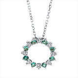 Collier 18 kt WG, mit ZÖ 40 cm + 42 cm, 8 Brill. 0,15 ct, TW-si, 8 Smaragde 0,15 ct grün