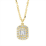Collier 18 kt GG, mit ZÖ 40 cm + 43 cm, 6 Brill. 0,04 ct, TW-si, 3 Bag. 0,10 ct, TW-si, 16 Brill. 0,14 ct, TW-si