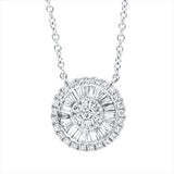 Collier 18 kt WG, mit ZÖ 42 cm, 7 Brill. 0,09 ct, TW-si, 25 Bag. 0,31 ct, TW-si, 25 Brill. 0,11 ct, TW-si