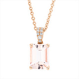 Collier 18 kt RG, mit ZÖ 42 cm, 4 Brill. 0,02 ct, TW-si, 4 Brill. 0,01 ct, TW-si, 1 Morganit 1,38 ct rosa