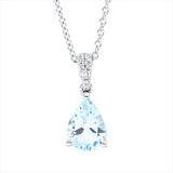 Collier 18 kt WG, mit ZÖ 42 cm, 6 Brill. 0,03 ct, TW-si, 2 Brill. 0,01 ct, TW-si, 1 Topas 1,23 ct sky blue
