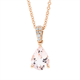 Collier 18 kt RG, mit ZÖ 42 cm, 8 Brill. 0,04 ct, TW-si, 1 Morganit 1,00 ct rosa