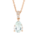 Collier 18 kt RG, mit ZÖ 42 cm, 6 Brill. 0,03 ct, TW-si, 2 Brill. 0,01 ct, TW-si, 1 Amethyst 1,06 ct grün