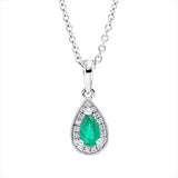 Collier 18 kt WG, mit ZÖ 42 cm, 17 Brill. 0,04 ct, TW-si, 1 Smaragd 0,22 ct grün