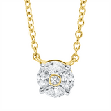 Collier 18 kt GG, ZÖ 42 cm, Fassung rhodiniert, 4 Nav. 0,25 ct, TW-si, 1 Brill. 0,01 ct, TW-si