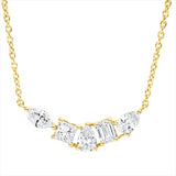 Collier 18 kt GG, 1 Sm.schliff 0,17 ct, 2 Tropfen 0,29 ct, 1 Nav. 0,16 ct, 1 Princ. 0,16 ct, TW-si