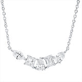 Collier 18 kt WG, 1 Sm.schliff 0,18 ct,2 Tropfen 0,29 ct, 1 Nav. 0,16 ct, 1 Princ. 0,18 ct, TW-si