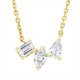 Collier 18 kt GG, 1 Tropfen 0,15 ct, TW-si, 1 Nav. 0,15 ct, TW-si, 1 Sm.schliff 0,16 ct, TW-si