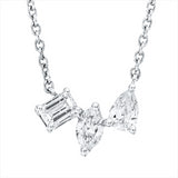 Collier 18 kt WG, 1 Tropfen 0,15 ct, TW-si, 1 Nav. 0,16 ct, TW-si, 1 Sm.schliff 0,15 ct, TW-si