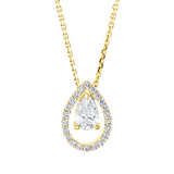 Collier 18 kt GG, mit ZÖ 42 cm, 1 Tropfen 0,32 ct, TW-si, 22 Brill. 0,14 ct, TW-si