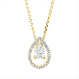 Collier 18 kt GG, mit ZÖ 42 cm, 1 Tropfen 0,32 ct, TW-si, 22 Brill. 0,14 ct, TW-si