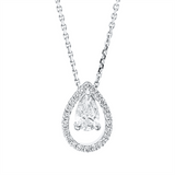 Collier 18 kt WG, mit ZÖ 42 cm, 1 Tropfen 0,32 ct, TW-si, 22 Brill. 0,14 ct, TW-si