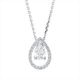Collier 18 kt WG, mit ZÖ 42 cm, 1 Tropfen 0,32 ct, TW-si, 22 Brill. 0,14 ct, TW-si