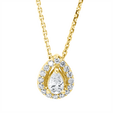 Collier 18 kt GG, mit ZÖ 42 cm, 1 Tropfen 0,19 ct, TW-si, 16 Brill. 0,13 ct, TW-si