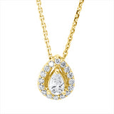 Collier 18 kt GG, mit ZÖ 42 cm, 1 Tropfen 0,18 ct, TW-si, 16 Brill. 0,12 ct, TW-si